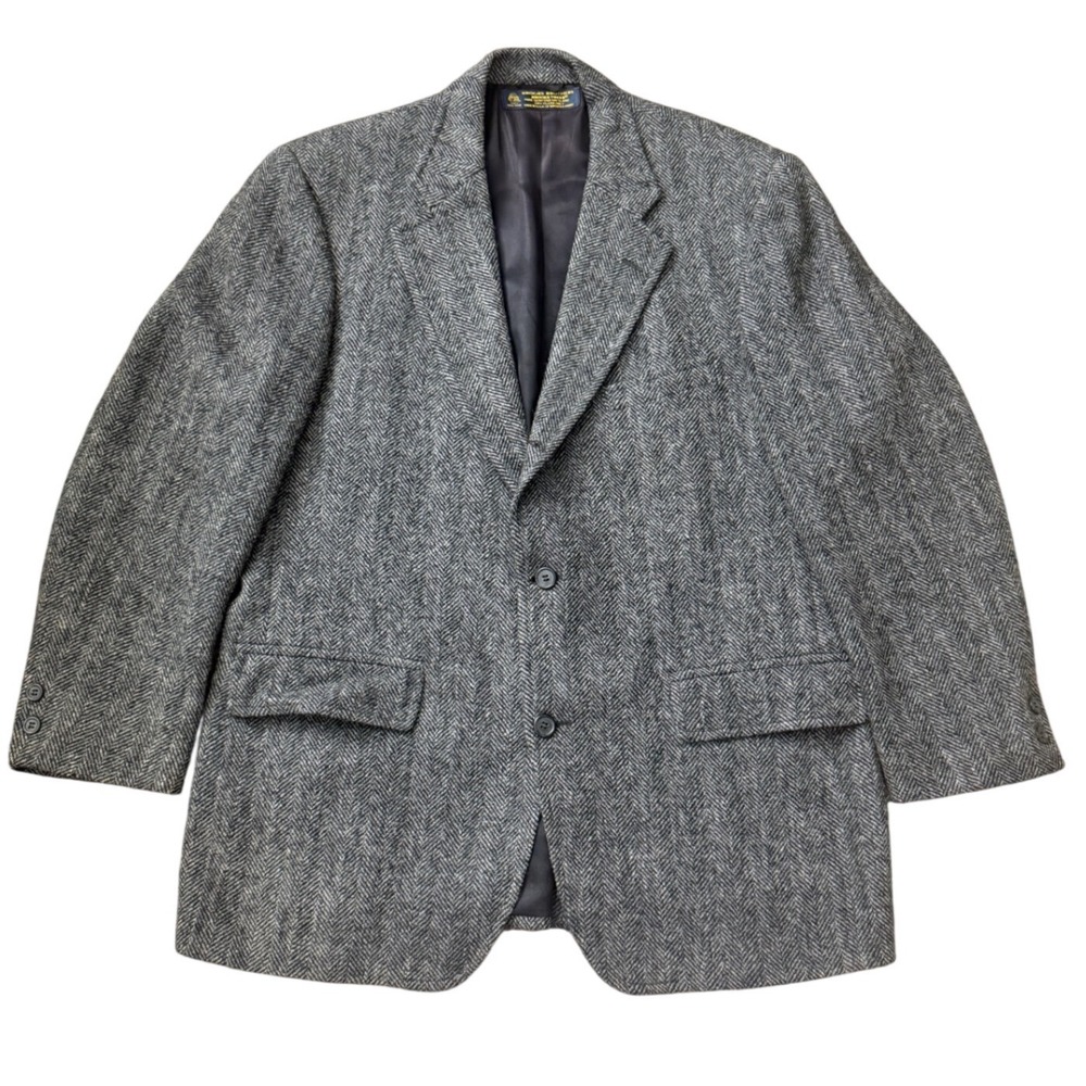 Brooks Brothers BrooksTweed Grey Herringbone Shetland Wool Blazer Sport Coat 43R - Picture 1 of 9